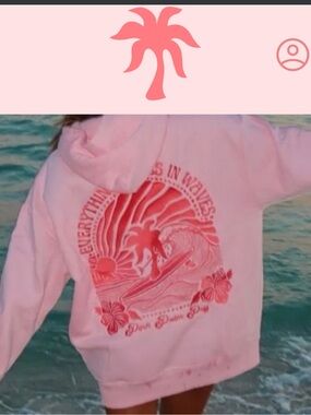 Pink Palm Puff Authentic Hoodie